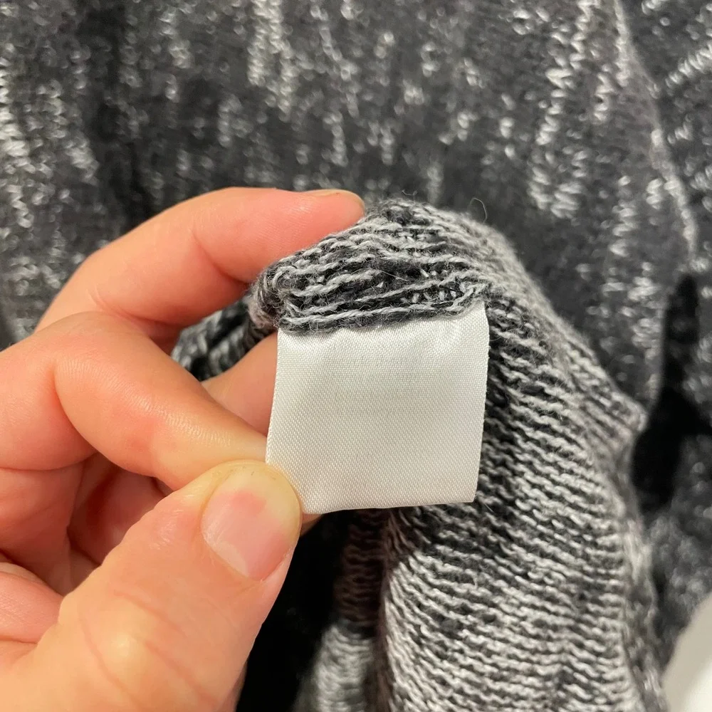 Eileen Fisher Women L Gray White Marl Knit Batwing Tunic‎ Sweater Organic Cotton - Picture 4 of 8